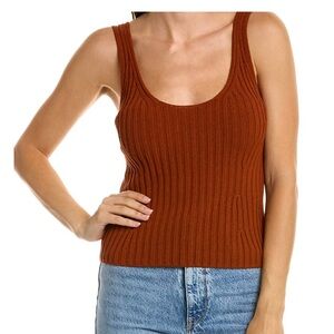 Vince Rib Tie Back cotton blend Tank Top.